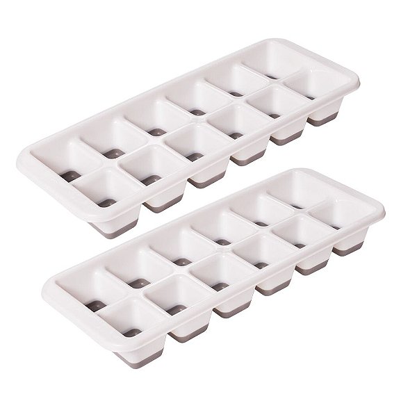 Kit 2 Formas para Gelo Plástico com Base Emborrachada - Plasútil