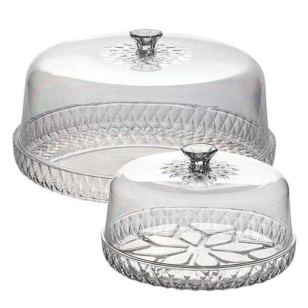Jogo Boleira e Queijeira Glamour Acrílico Cristal Prime - Plasútil