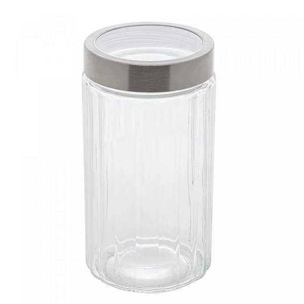 Porta Mantimento de Vidro com Tampa de Aço Inox e Acrílico Sydney 1,6L - Lyor