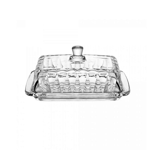 Manteigueira de Cristal com Tampa Radial 18cm - Lyor