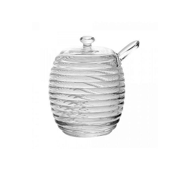 Açucareiro Cristal com Tampa e Colher Colméia 210ml - Lyor