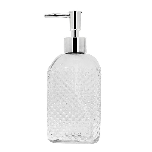 Saboneteira Porta Sabonete Líquido Vidro Clear Point Relevo 500ml - Tuut