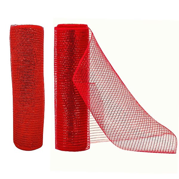 Kit 2 Telas Decoração Natal Vermelha Fita Larga Prime 25cm x 5 metros - Magizi