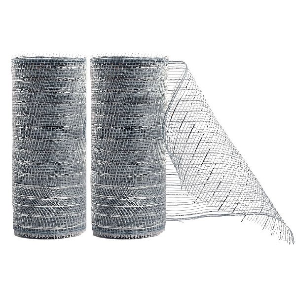 Kit 2 Telas Decoração Natal Fita Larga Prata Prime 15cm x 5 metros - Magizi