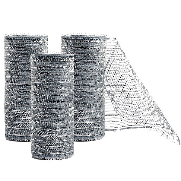 Kit 3 Telas Decoração Natal Fita Larga Prata Prime 15cm x 5 metros - Magizi