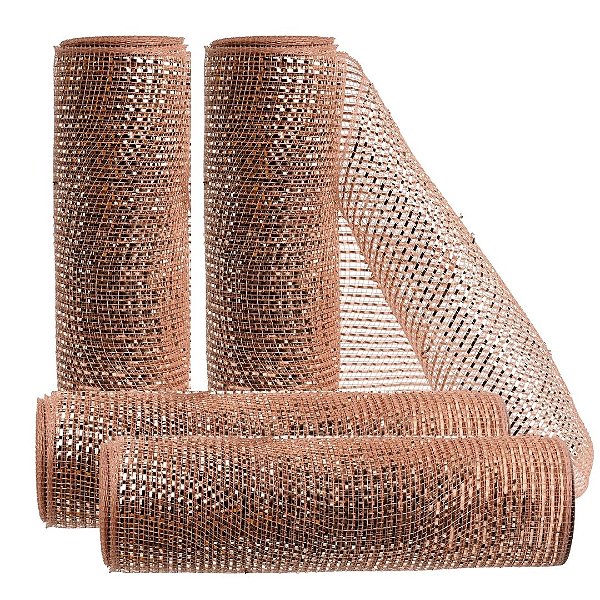 Kit 4 Telas Decoração Natal Fita Larga 25cm x 5 metros Rosê Gold - Magizi
