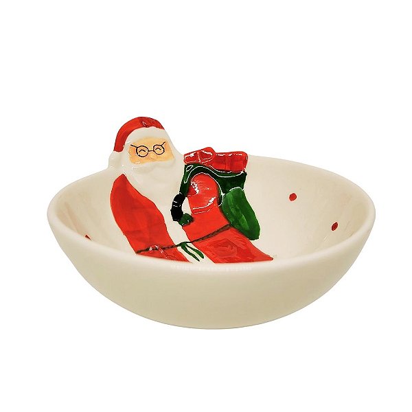 Bowl Cerâmica Prime Natal Papai Noel Alto-Relevo 13cm 250ml - Master Christmas