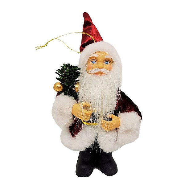 Papai Noel Decorativo Casaco Vinho Luxo 15cm - Magizi