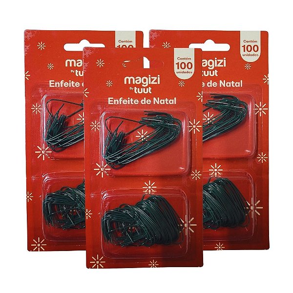 Kit 300 Ganchos Aramado Flexível para Bolas e Enfeites Árvore Natal - Magizi