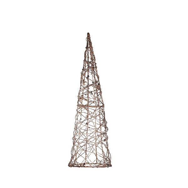 Mini Árvore Pinheiro Cone Natal Aramado Gliter 20cm Champagne - Yangzi