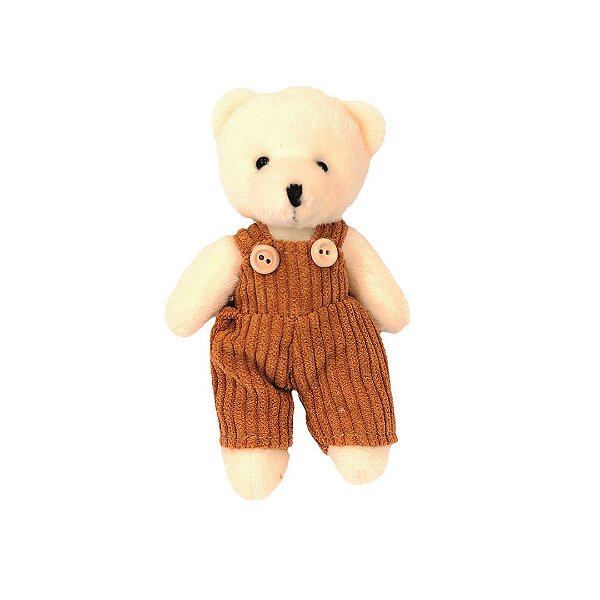 Ursinho Pelúcia Pendente Natal Menino Roupa Canelada Caramelo 13cm - Magizi