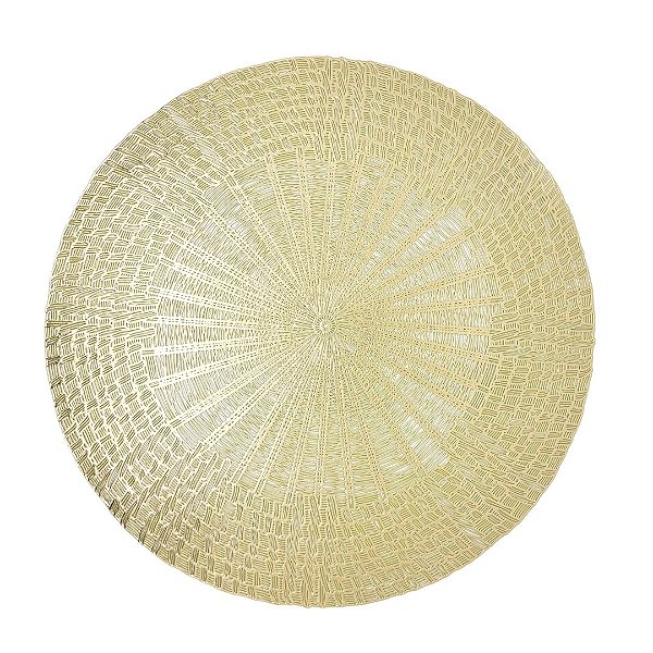 Lugar Americano Redondo Trama Tipo Palha Dourado Pvc 38cm - Magizi