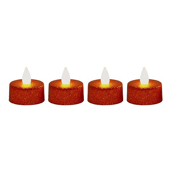 Kit 4 Velas Eletrônicas Glitter Vermelho Natal Led 4cm - Magizi
