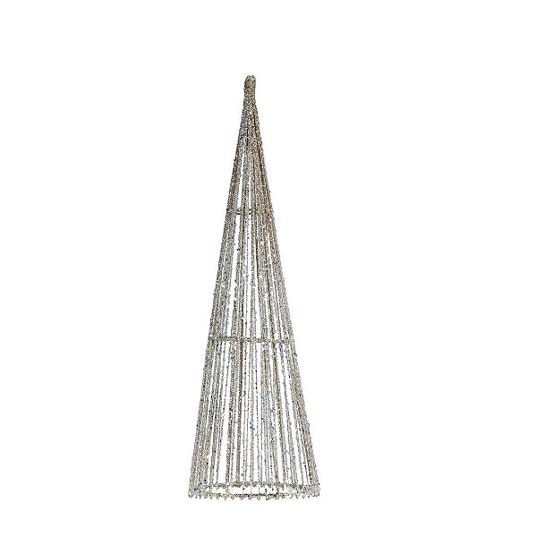 Árvore Cone Aramado Champanhe Line Algodão Brilho Suave 40cm - Magizi