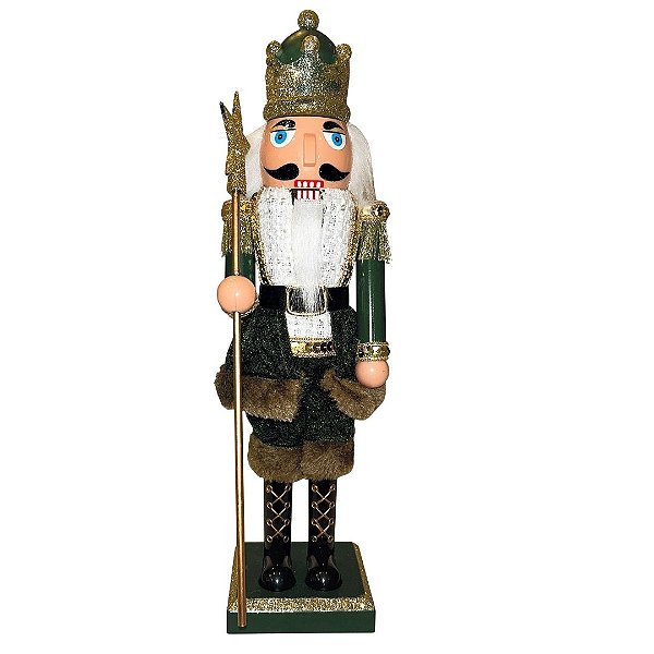 Quebra Nozes Decorativo Verde e Dourado Bastão Estrela 60cm Articulado - Magizi