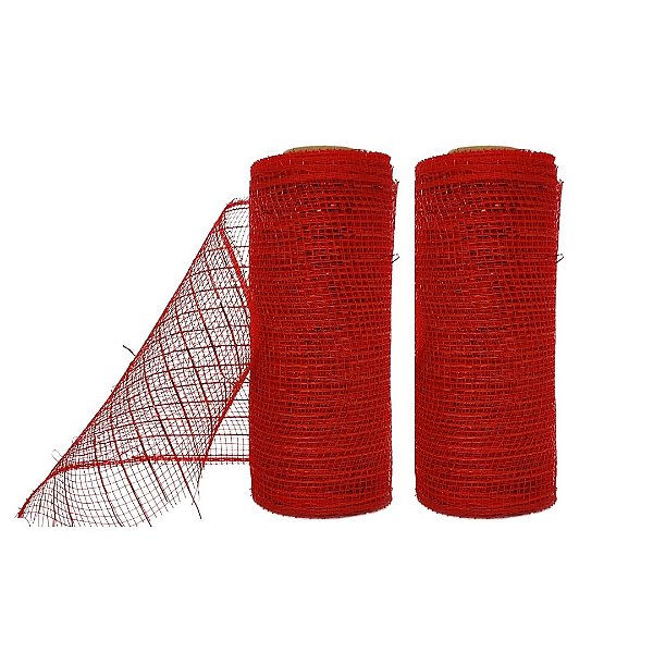 Kit 2 Telas Decorativa Natal Fita Malha Tule Vermelho 15cm x 5 metros – Magizi