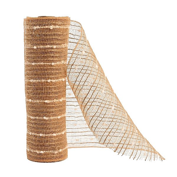 Tela Decorativa Fita Natal Malha Tule Sisal Flocos de Algodão 26cm x 5 metros – Magizi