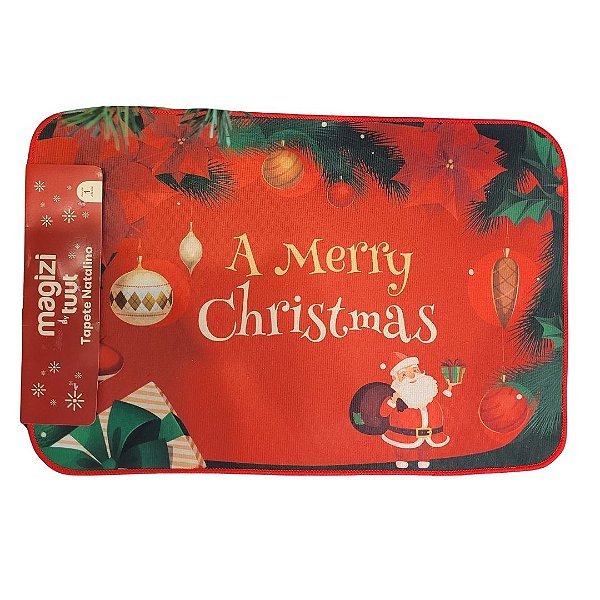 Tapete Decorado Natal Merry Christmas 60x40cm Antiderrapante - Magizi