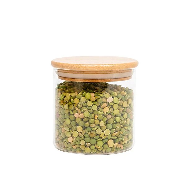 Pote Porta Mantimento Hermético Vidro Borossilicato Redondo Tampa Bambu 800ml - Lehaví