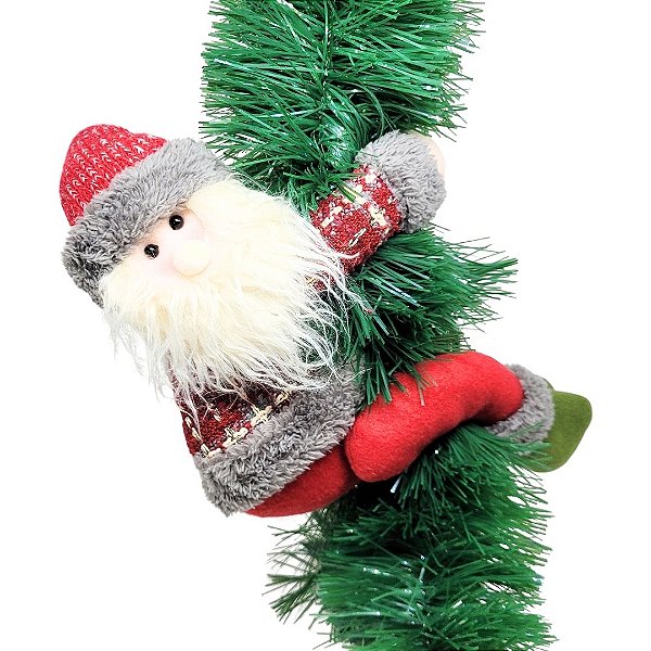 Papai Noel Decor Prendedor Velcro Pelúcia Prime Vinho e Cinza 37cm - Master Christmas