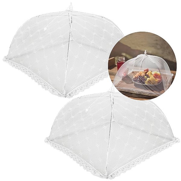 Kit 2 Protetor Mosquiteiro Malha Tule Dobrável Renda Prime 40cm x 40cm - Tuut