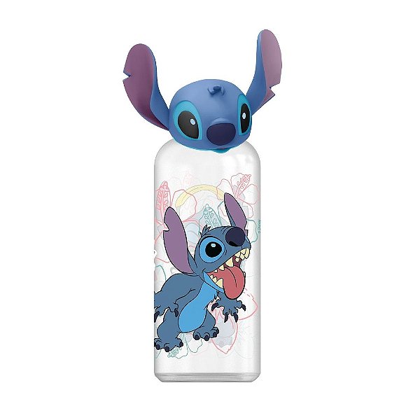 Garrafa 3D Stitch Disney Plástico Tampa Emborrachada 560ml - Tuut