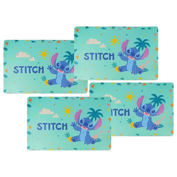 Jogo Americano Infantil 43x25cm PVC Stitch Disney 4 Unidades - Tuut