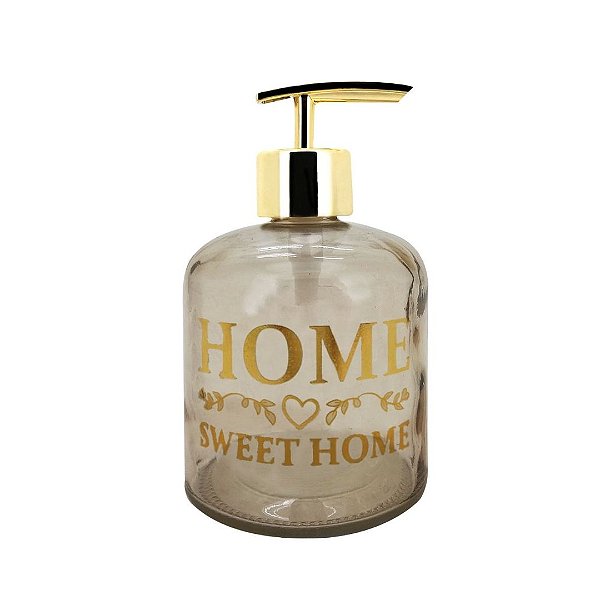 Porta Sabonete Líquido Vidro Sweet Home Bronze e Dourado 350ml - Yazi