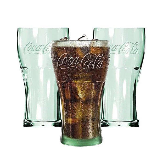 Jogo 3 Copos Coca-Cola Contour Vidro Verde 470ml - Nadir