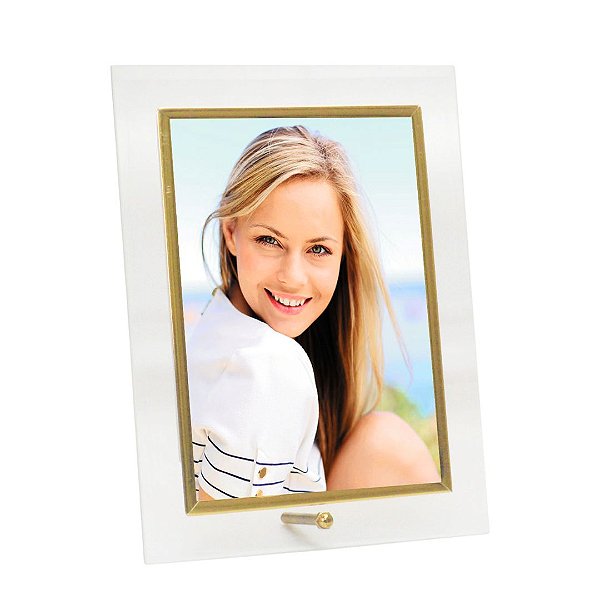 Porta Retrato Vidro Reto Prime Filete Dourado 15x20 Vertical – Tuut