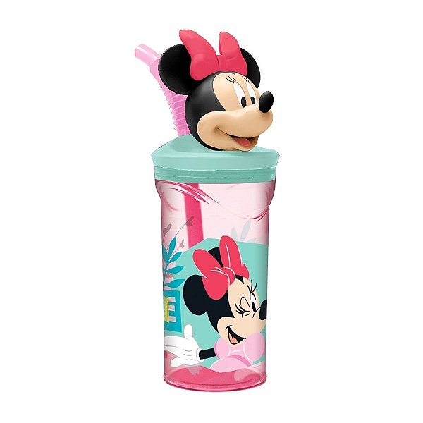 Copo 3D Infantil Com Canudo Minnie Mouse Disney 360ml - Tuut