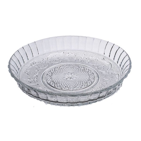 Prato Para Bolo Vidro Tripoli Com Borda 30cm - Lehaví