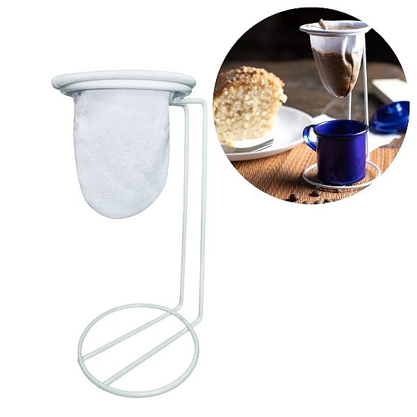 Suporte Mini Coador Individual Para Café e Chá Aço Prime Branco 16cm