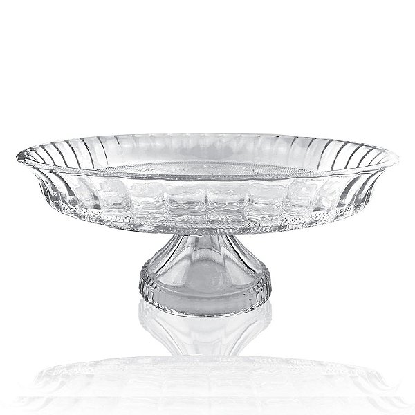 Centro de Mesa com Pé Vidro Decorado Tripoli Luxo 30cm - Lehaví