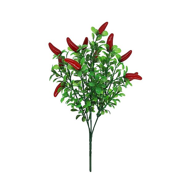 Buquê Pimenta Vermelha Artificial 35cm 6 Galhos 12 Pimentas - MC Flores