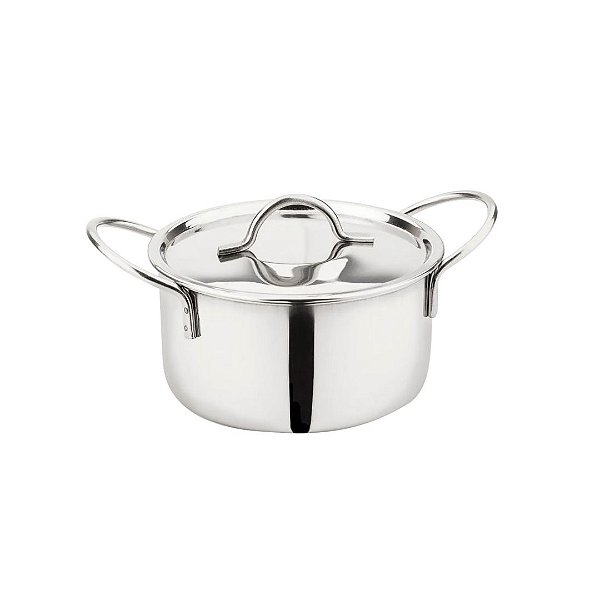 Mini Panela Para Servir Aço Inox Prime com Tampa 10,5cm - Tuut