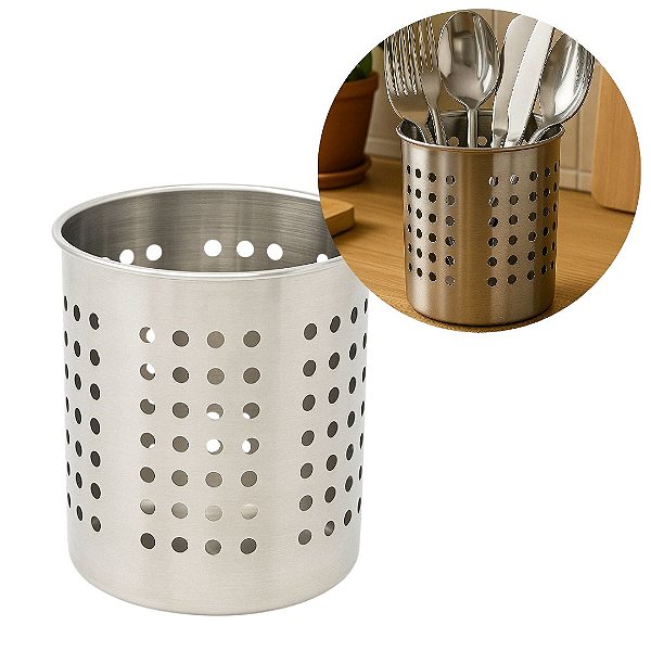 Escorredor Porta Talheres Aço Inox Prime 14cm - Tuut