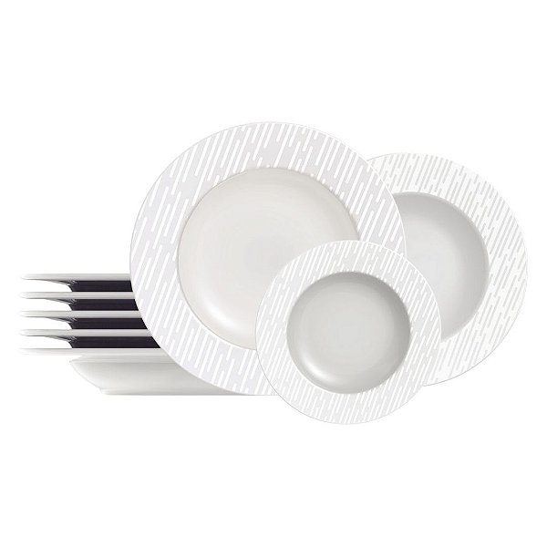 Jogo de Pratos Porcelana Decorado Marie 12 Peças - Tramontina