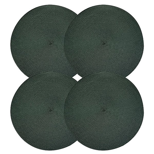Jogo Americano Redondo Fresno Espiral Verde Militar 38cm 4 Peças - Lyor