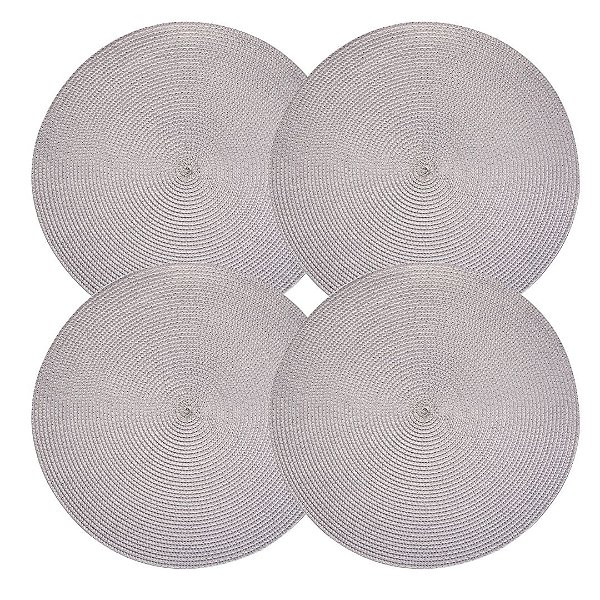 Jogo Americano Redondo Fresno Espiral Cinza 38cm 4 Peças - Lyor