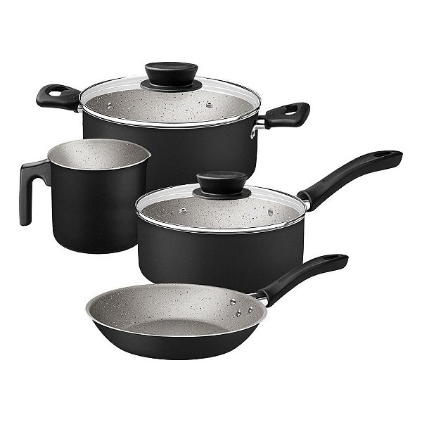 Jogo de Panelas Tramontina Linz Aluminio Antiaderente Starflon Max Preto 4 Peças