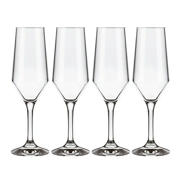 Jogo 4 Taças Champanhe e Espumante Buffet SM Vidro 186ml - Nadir