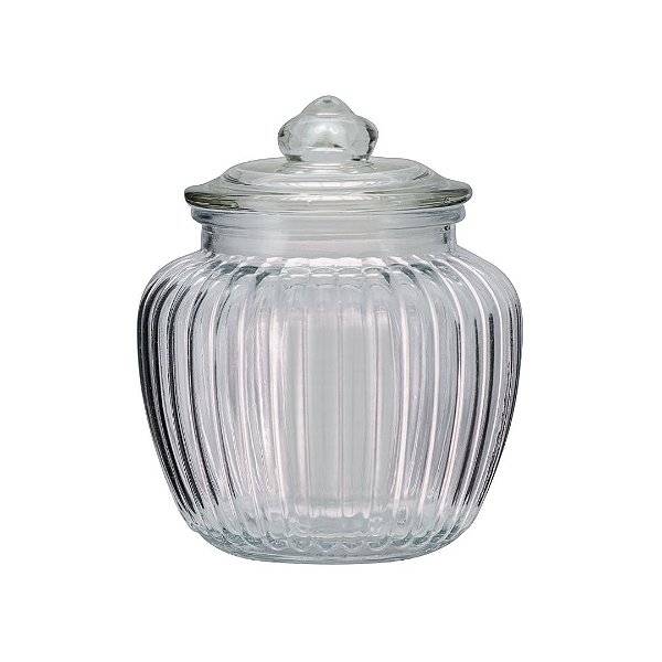 Pote Baleiro Vidro Canelado Redondo Tampa Hermética 1400ml - Tuut