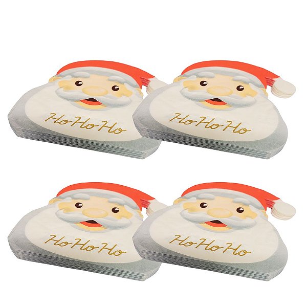 Kit 4 Pacotes Guardanapo Natal Papai Noel 20 Folhas Duplas 16cm - Magizi