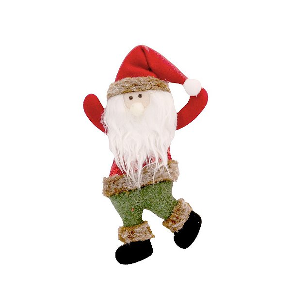 Papai Noel Pelúcia Scotch Pendente Vermelho e Verde 22cm - Magizi