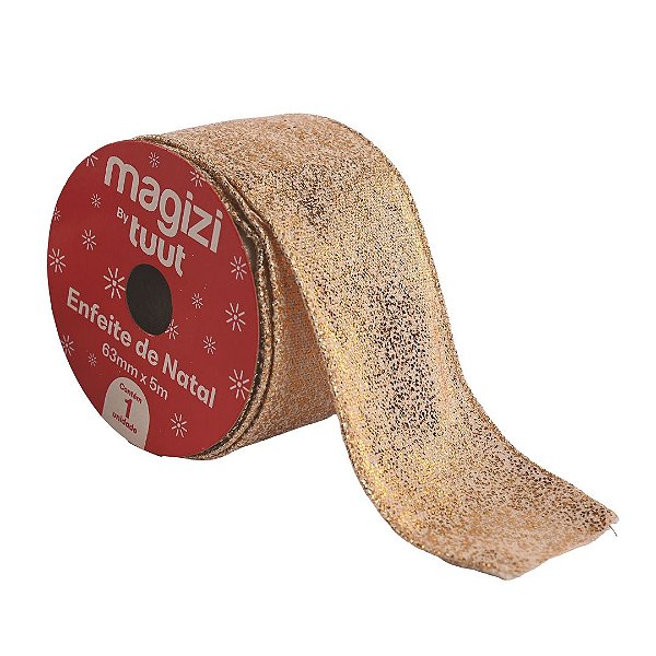 Fita Aramada Pigmentada Dourado Luxo Rolo 63mm x 5 metros - Magizi