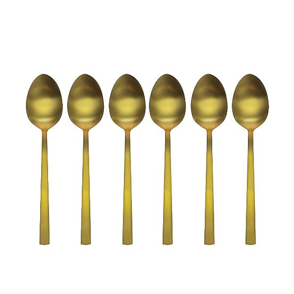 Jogo 6 Colheres para Chá Inox Dourado Ibiza 16cm - Tuut