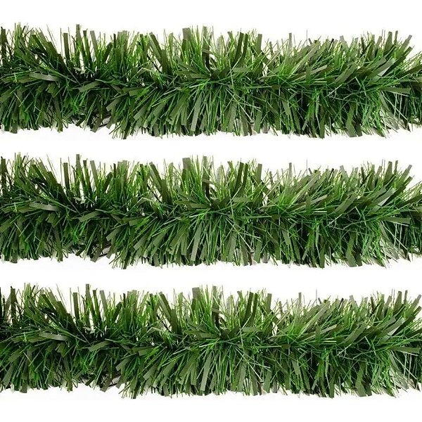 Jogo 3 Festão de Natal Verde Fosco Premium Multi-Fitas 5m x 12cm Decoração Natalina