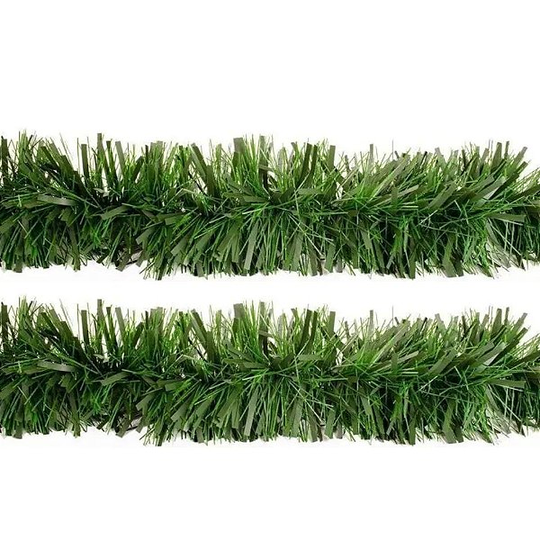 Jogo 2 Festão de Natal Verde Fosco Premium Multi-Fitas 5m x 12cm Decoração Natalina