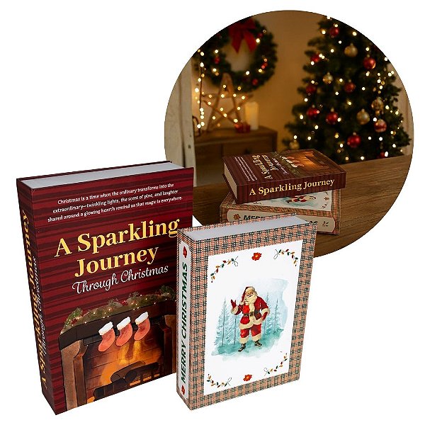 Conjunto 2 Caixas Livro Fake Natal Porta Objetos Premium – Grande e Média
